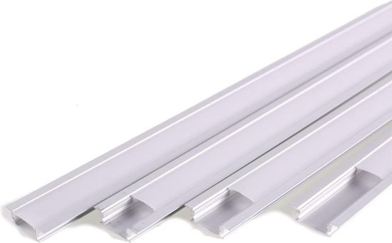 Foto: 4 x 1 meter lange aluminium profielen voor verzonken installatie van led stripverlichting inclusief diffusor en eindkappen 245mm x 685mm