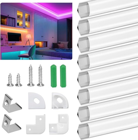 Xwartre LED Profile, Led Aluminium Profil U-Form 10 x 1M mit Weiß Milchige Abdeckung, Endkappen