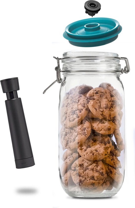 Foto: 2 liter weckpot kilner rond met airtender vacu mdeksel nu met gratis pomp onder vacu m bewaren en vershouden meer genieten en minder verspillen