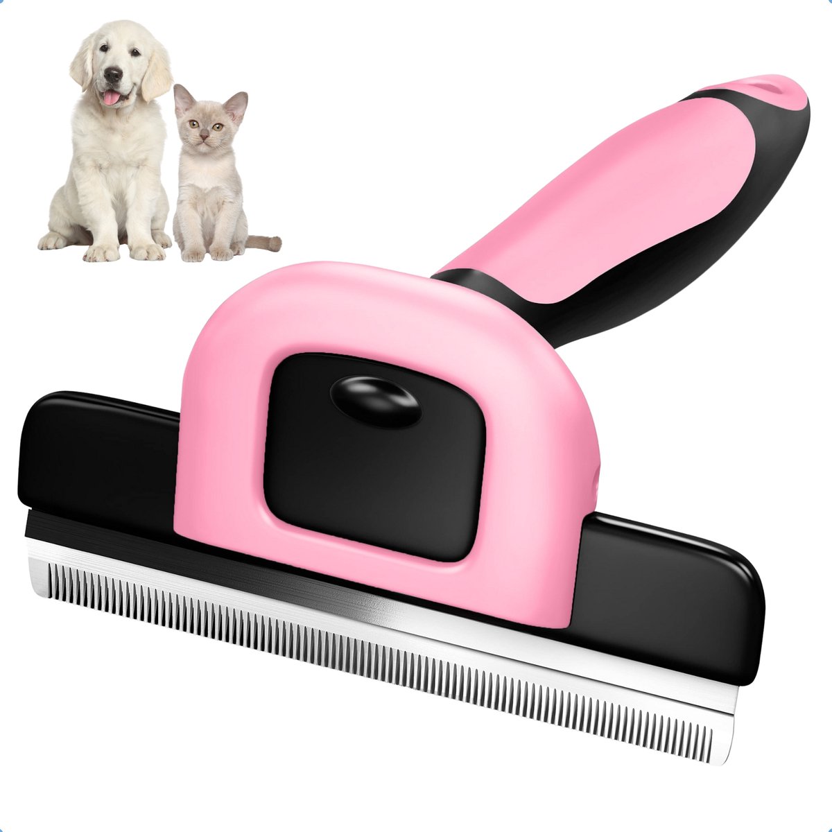 JAXY Deshedding Borstel - Ondervacht Kam Hond/Kat - Hondenborstel Langharig/Kortharig - Ontklitter Hondenkam Langhaar - Klittenkam - Honden Kam Slicker - Roze