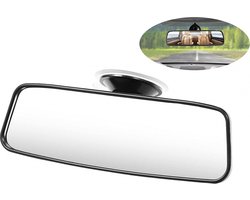 Achteruitkijkspiegel met zuignap - Achteruitkijk spiegel - Rijschool - 20 x 6 cm - Voor de Auto - Universele auto Panorama Achteruitkijkspiegel