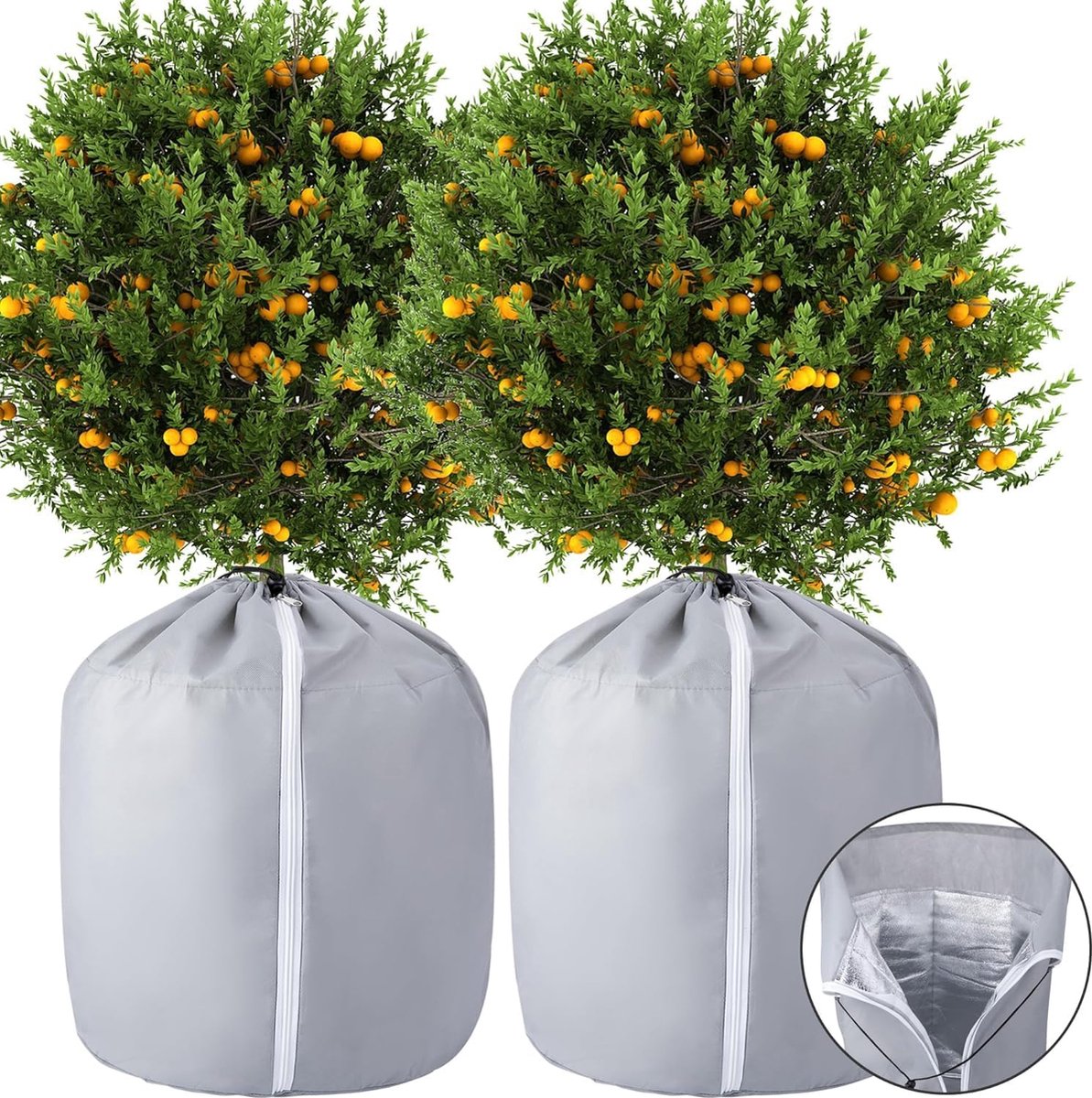 Luvetrex ® Winterbeschermingszakken voor Planten met Ritssluiting en Trekkoord, Set van 2, 70 x 65 cm