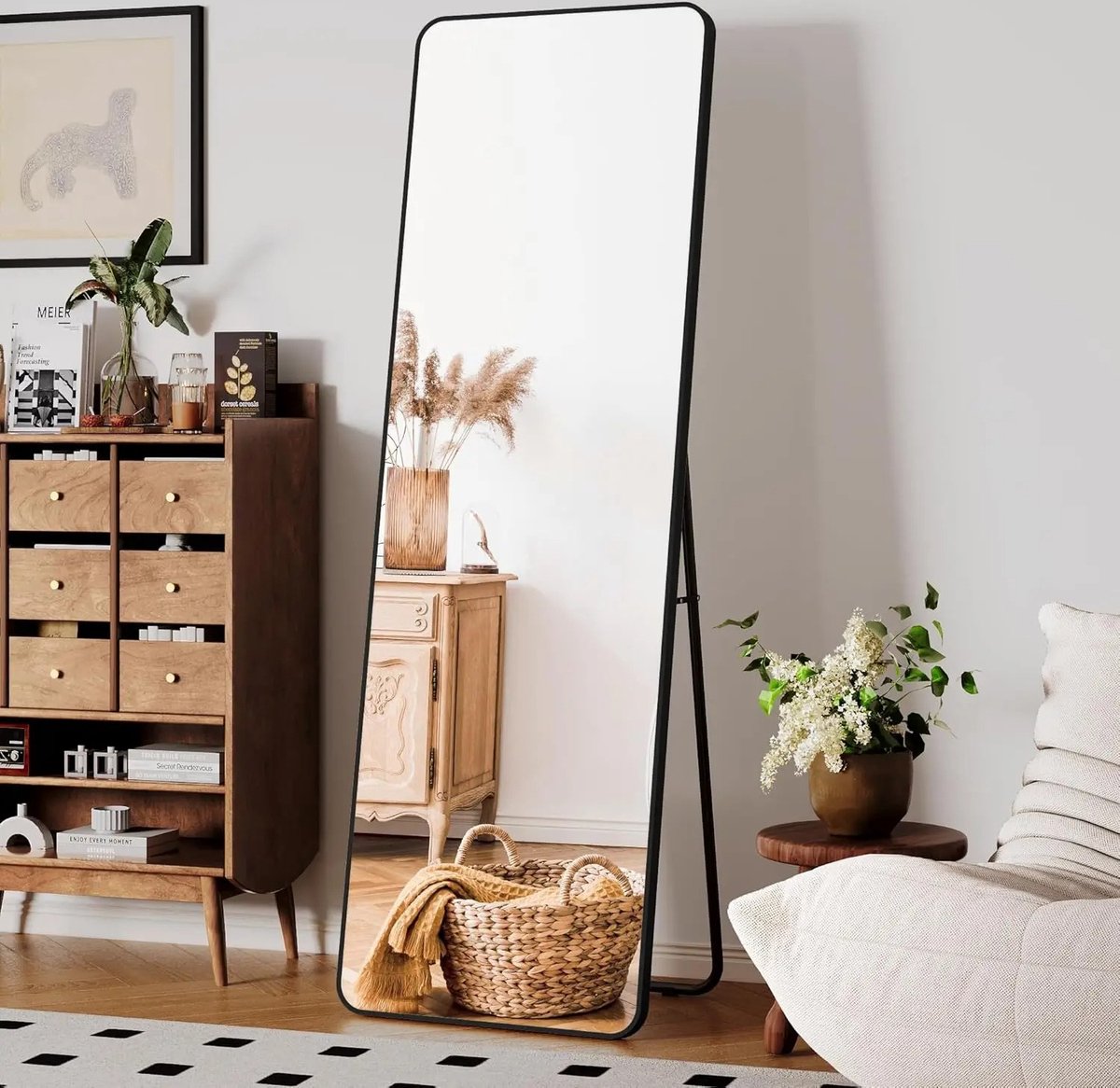 Lichaamsspiegel | Madison | Zwart gebogen aluminium frame