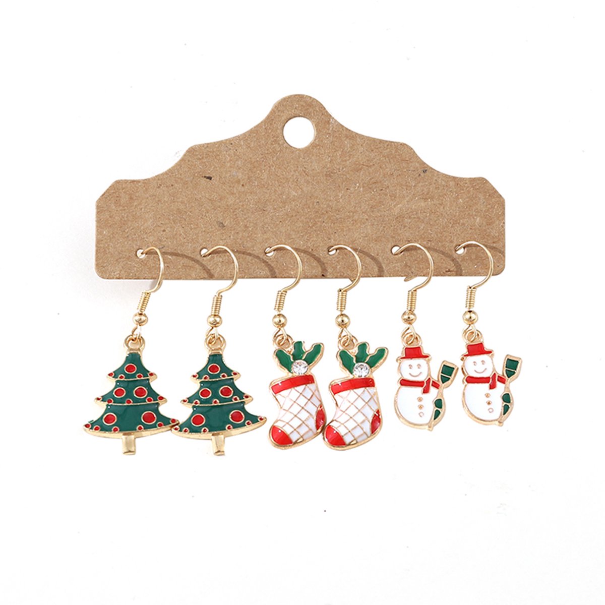Plux Fashion Kerst Oorbellen 3 Set - Goud - Sieraden - Oorbellen - Oorhangers - Oorstekers - Sieraad Set- Kerst Set - Sieraden Cadeau - Jewellery Set - Christmas Set - Duurzame Kwaliteit - Kerst - Gold Set
