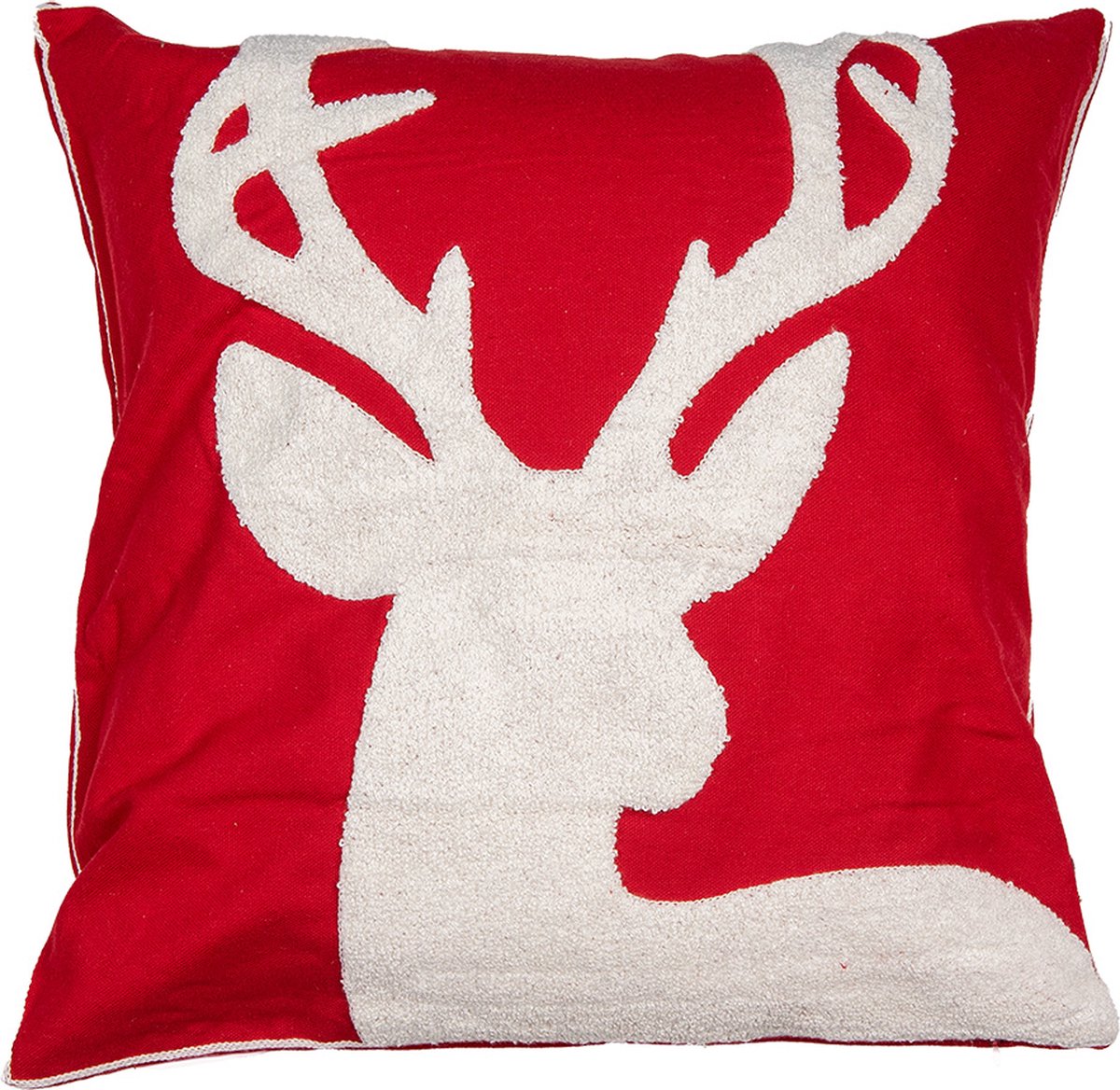 Clayre & Eef Kussenhoes 45x45 cm Rood Wit Polyester Rendier