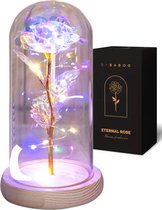 By Maroo Galaxy Rose - Eeuwige Roos in Glazen Stolp met LED - Rozen Wit - Liefdes Cadeau Boeket dames - Verjaardag Cadeau Vrouw, Moeder, Mama, Vriendin, Oma - Kunstbloemen buiten - Geschenkset Decoratie bruiloft - Housewarming - Huwelijk Verwenpakket