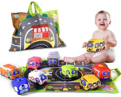 foto van Kidzoe Speelkleed met 9 dierenchauffeurs- Baby Speelgoed- Speelgoed 1 jaar- Speelgoed 2 jaar- Peuter Speelgoed- Montessori Speelgoed- Educatief Speelgoed- Kinder Speelgoed