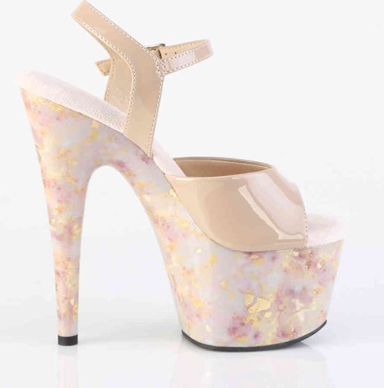 Pleaser - ADORE-709MB Sandale avec bride à la cheville - US 10 - 40 Chaussures - Beige/Couleur or