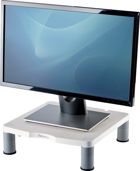 Fellowes Smart Suites Plus Monitorstandaard, in hoogte verstelbaar, voor monitoren tot 21 inch, ruimtebesparende vorm, met opbergvakken voor accessoires Fellowes Smart Suites Plus Monitorstandaard, in hoogte verstelbaar, voor monitoren tot 21 inch, ruimtebesparende vorm, met opbergvakken voor accessoires