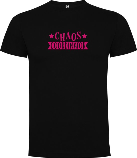 T-shirt Zwart avec image « Chaos Coordinator » Rose Taille S