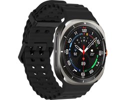 Stravo Ocean siliconen smartwatch bandje - Geschikt voor de Samsung Galaxy Watch Ultra 47mm - Zacht siliconen horlogebandje voor Samsung Galaxy Watch Ultra / Ultra 2025 - Zwart