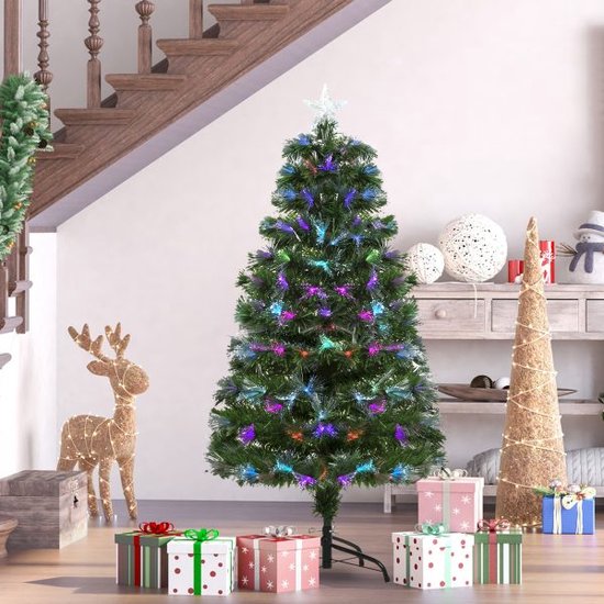 Foto: Zaza home christmas tree 1 2 m kerstboom art fir 130 metalen voet pvc multi gekleurde verlichtingseffecten 66 x 120h cm