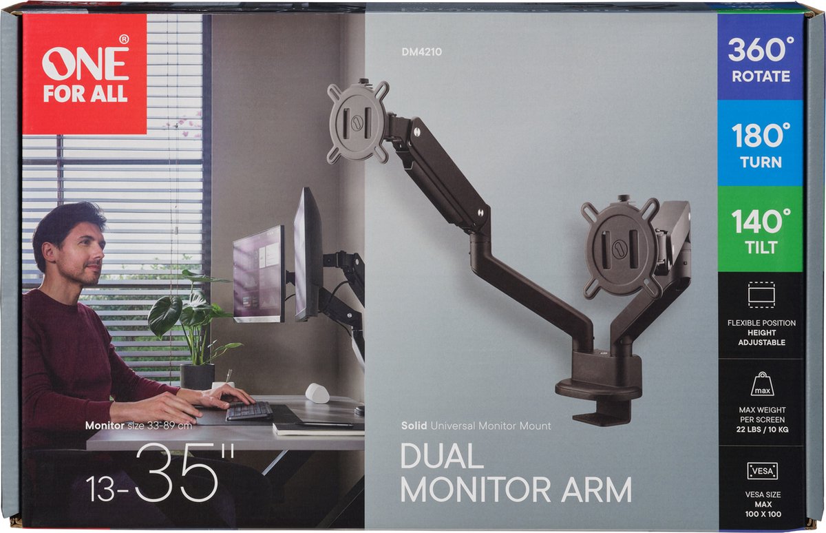 Bureaustoelen - Dubbele monitorarm incl. USB poorten