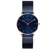 Bol.com Hannah Martin Elegante Horloge | Blauw | Rose Goudkleurig | Blauw Plaat | Borasi | Dames Horloges | Vrouwen Horloges | B... aanbieding