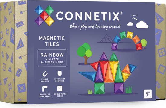 Foto: Connetix magnetisch tegels regenboog miniverpakking 24 stuks