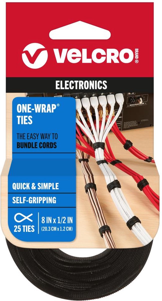 Velcro - 25 bindstrips kabels zwart - 90927