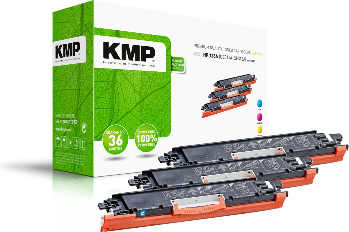 KMP H-T149CMY Tonercassette Combipack vervangt HP 126A, CE311A, CE312A, CE313A Cyaan, Magenta, Geel 1000 bladzijden Compatibel Toner multipack