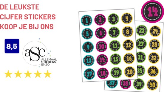Cijfers Stickers 1 t/m 35 | Stickers Volwassenen