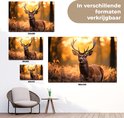 Hert in boslandschap, verkrijgbaar in maten 120x80, 90x60, 60x40 en 180x120 cm.