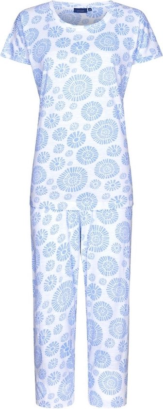 Organisch katoen pyjama bloemen - Blauw - Maat - 52