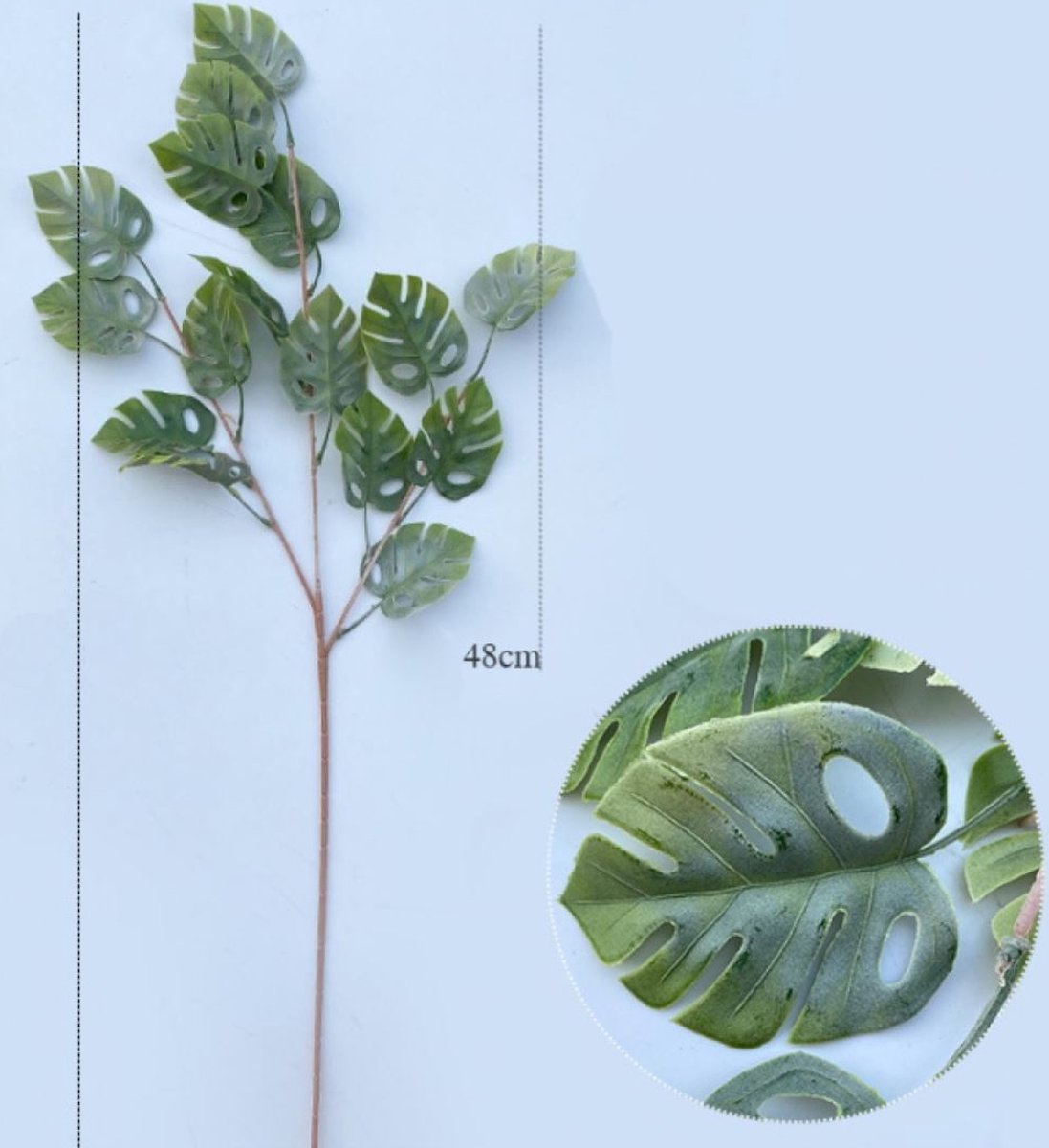 Monstera kunstblad, steel 80 cm