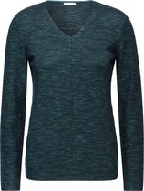 Cecil -Structured v-neck Pullover-Dames Trui-Heather Fir Green Melange -maat S
