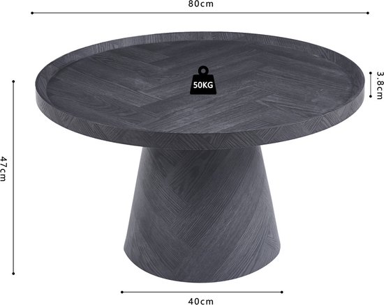 Table basse Mannes - ronde - 80cm - gris foncé