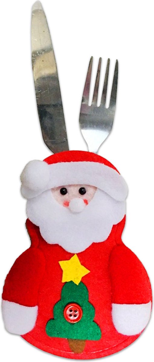 Q2P - Bestekhouder - Kerstman - Kerstversiering - Tafel - Kerstdecoratie - Kerstdiner - Kerst - Tafelversiering - Tafeldecoratie