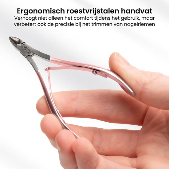 AdroitGoods 3 delige Nagelriem Knipper set - Rose Gold - Cuticle Pusher Duwer Verwijderaar Trimmer Mesje - bokkenpootje nagels