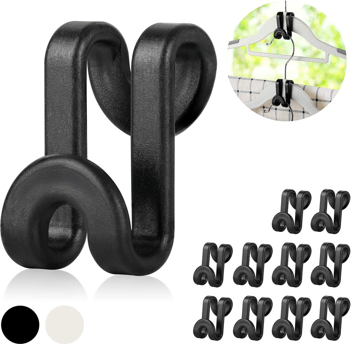 Consumerce® Kledinghanger Verlenghaken - 10 Stuks – Zwart – Kledinghangers – Broekhanger – Kleding Hangers Kledingkast – Voor Hout Plastic RVS – Broeken – Kleerhangers – Antislip– Organizer – Kleding – Kast – Kledingrek – Kleerkast