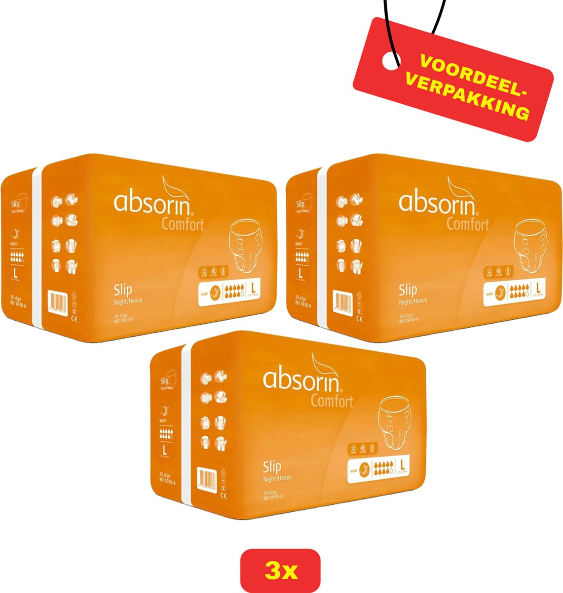 Goedkoopste 3 x Absorin Slip Night/Heavy - Maat L - 9 Drops