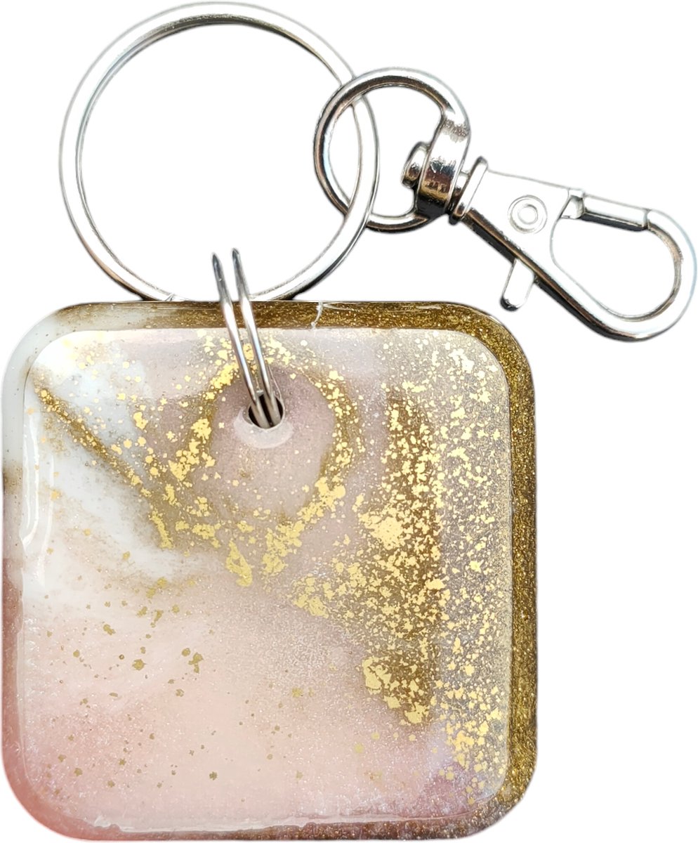Resin Art JR: Unieke handgemaakte Epoxy Sleutelhanger / Sleuteltag met Karabijnhaak (eventueel te personaliseren)