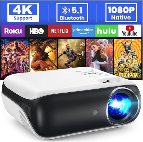 WZATCO Nieuwe E80 5G Wifi Sync Display Mini LED Projector Draagbare Projector Thuisbioscoop Beamer