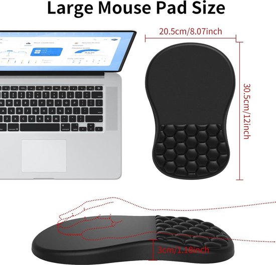 Polssteun, ergonomische muismat met zacht leer, premium traagschuimdemping for pijnverlichting, antislip PU-basis for pc-gaming/laptop/handpad/computer./570 (Color : Navy Light Blue Gray Set