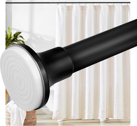 Foto: Stainless steel extendable black telescopic shower curtain rod 70 95cm no drilling adjustable by turning safe grip