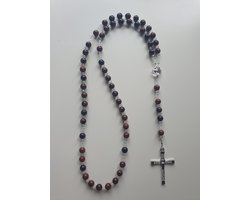 Rozenkrans, Paternoster gemaakt met Bruine Obsidiaan ( halfedelsteen ) en Kristallen van o.a. kristallen van Swarovski, gebedssnoer, rozenkransgebed, kruisteken, Meditatie, spiritueel, geloof, geloofsteken, gebedsketting, kerstpakket