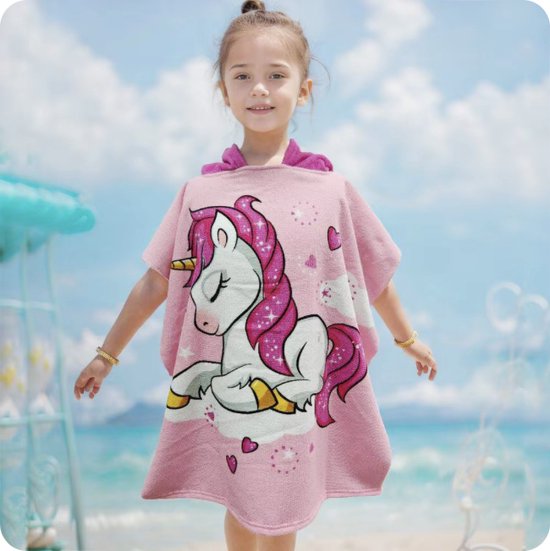 Eenhoorn | Poncho van badstof | Maat Maxi 60 x 60 | 100% katoen