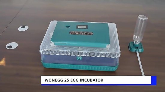 Broedpakket WonEGG Volautomatische Broedmachine EW 25 Tot 60 Eieren Automatisch Rolsysteem Automatische Waterdispenser Geintegreerde Schouwlamp En Hygrometer Ventilatieknop Inclusief Waterflesje Warmteplaat Voerbak Waterbak 708433740