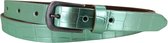 Hippe Dames Riem Leer | Kleur: groen | 2cm breed | Riemmaat: 115cm (totale lengte: 130cm) | 100% echt leer | Nikkelvrije gesp