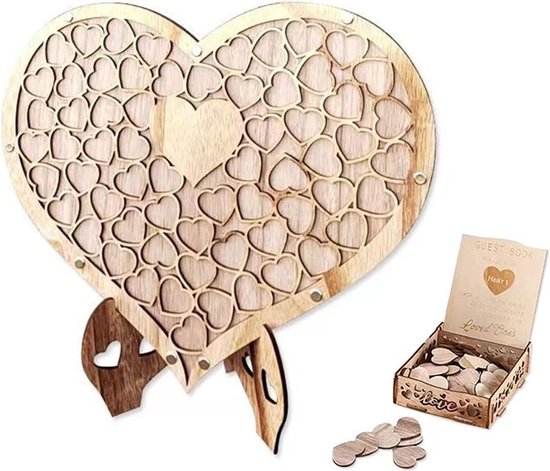 Gastenboek houten hart | Yes, I do - 40 pagina's