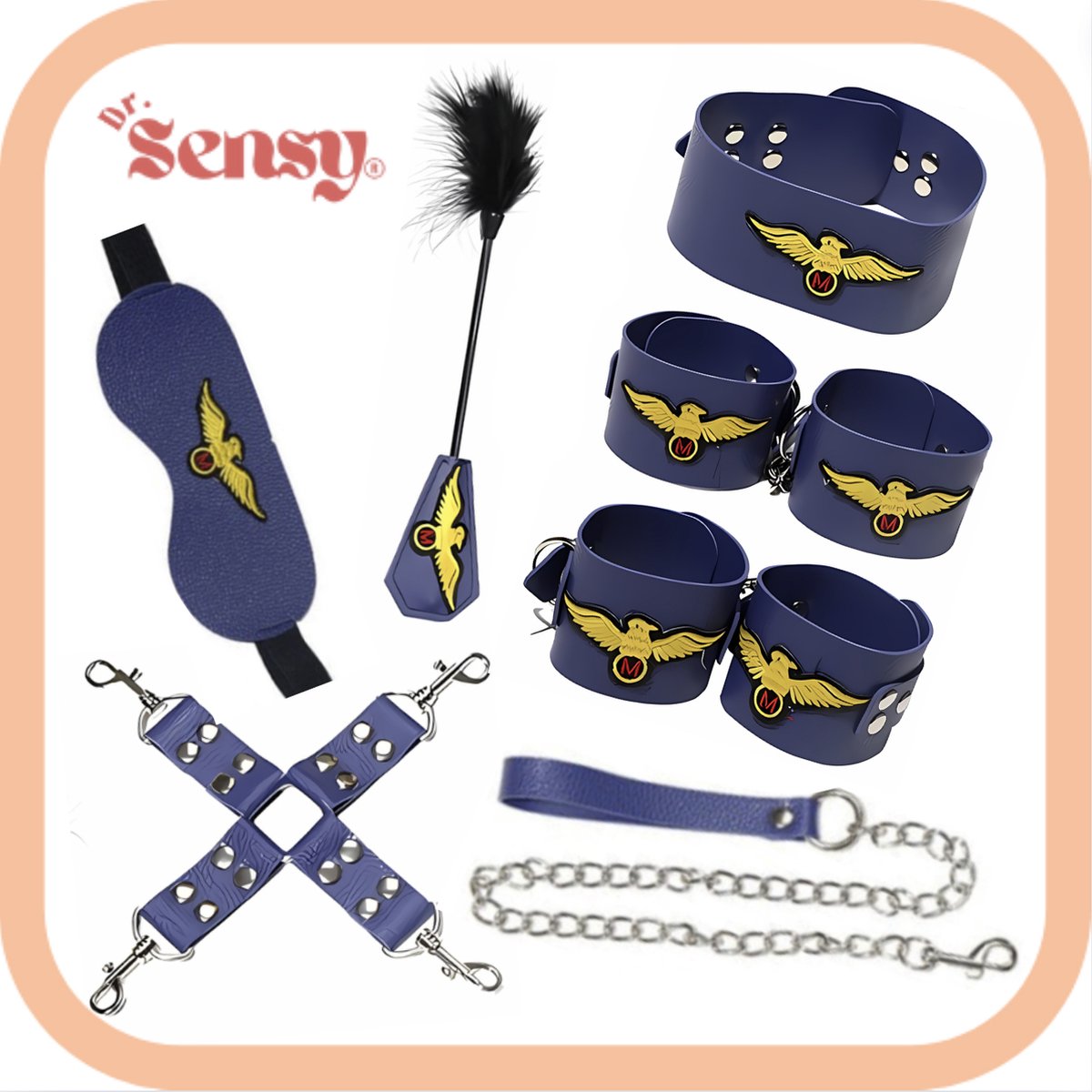 Goedkoopste Dr. Sensy BDSM Bondage Set Piloot Style - Blauw/Geel - Role Play - Set 10 Delig - SM - Fertish - Voor Koppels