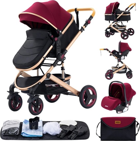 Luxe 3-in-1 Kinderwagen Draagbaar Opvouwbaar Aluminium Frame - Luxe - €274,95