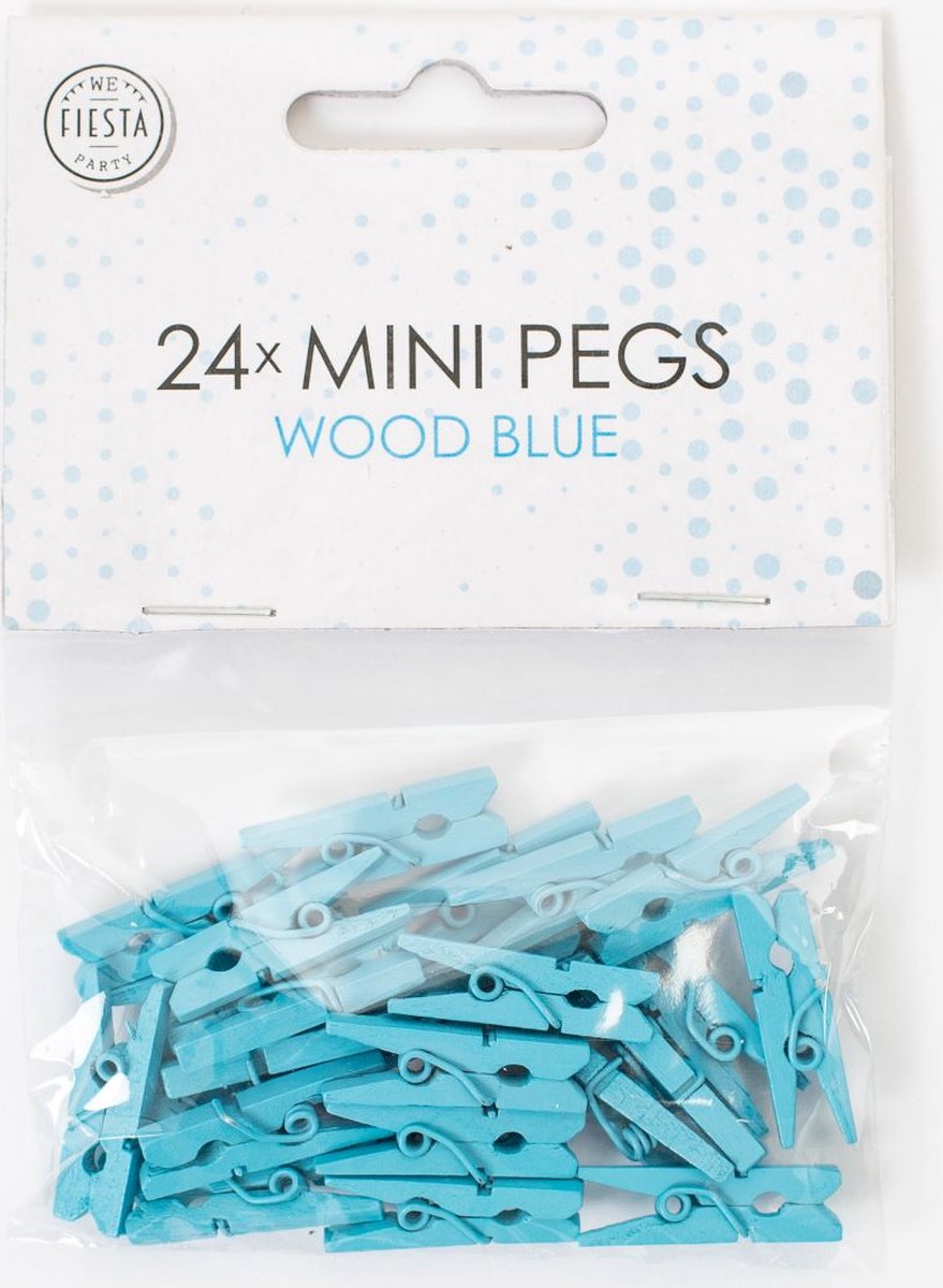 Goedkoopste 72 Mini houten knijpers Baby / Licht Blauw - Feest Thema Polaroid Foto Ophangen Klein Knijper