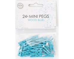 48 Mini houten knijpers Baby / Licht Blauw - Feest Thema Polaroid Foto Ophangen Klein Knijper