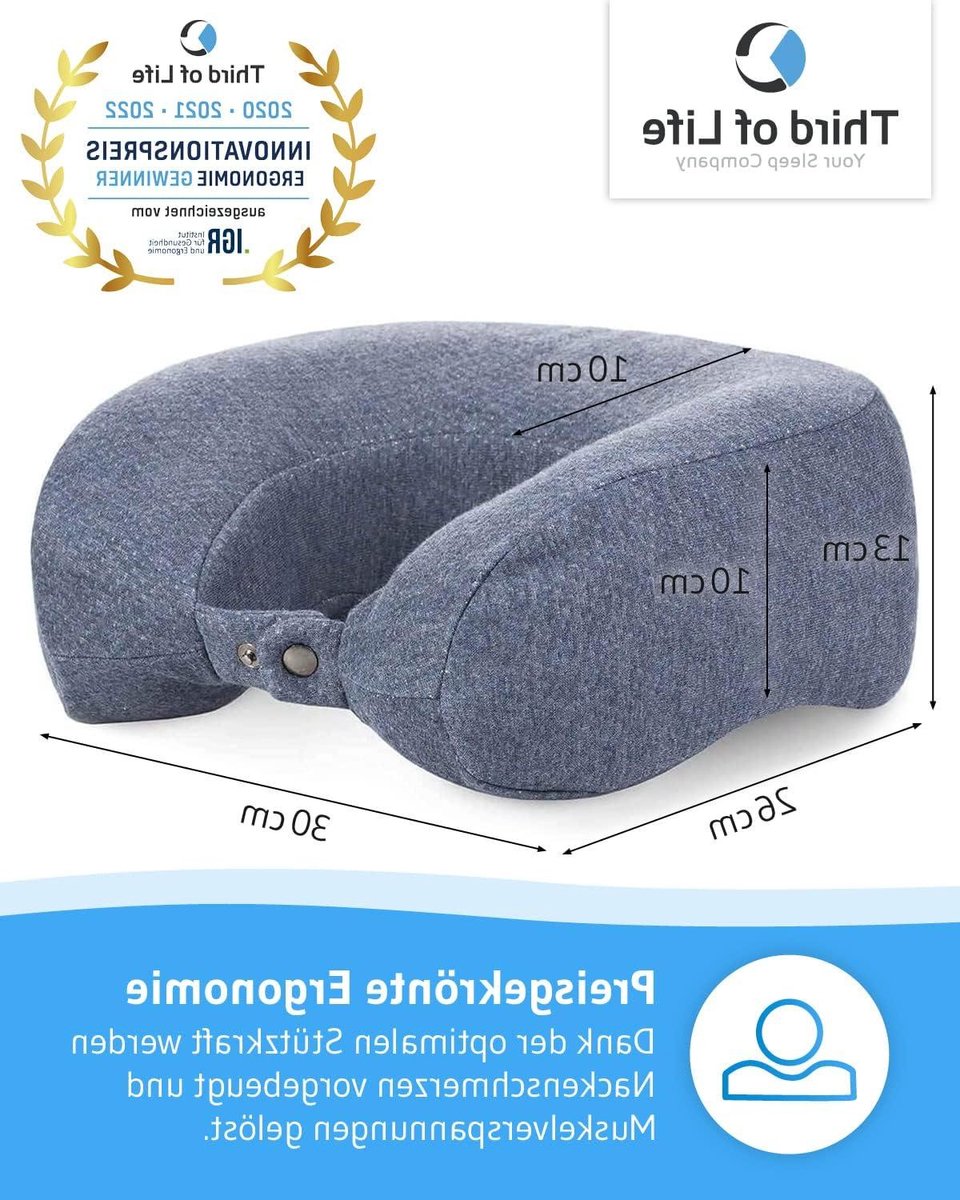 ANDAR Quickdry Geheugenschuim Nekkussen - Reiskussen - Orthopedisch HWK-nekkussen - Warmteregulerend - Sneldrogend - Ideaal voor auto vliegtuig trein - 30x26x13/10 cm