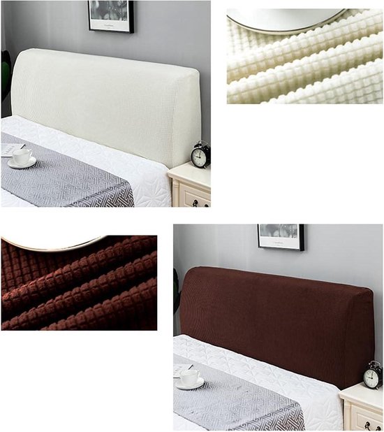 Hoofdbordbekleding voor bed, stretch hoofdbordhoes, rekbare beschermhoes voor hoofdbord, overtrek, afdekking voor gevoerd hoofdeinde, 180-200 cm, crème Hoofdbordbekleding voor bed, stretch hoofdbordhoes, rekbare beschermhoes voor hoofdbord, overtrek, afdekking voor gevoerd hoofdeinde, 180-200 cm, crème