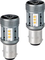 BAY15d - 1157 - autolamp set 2 stuks - rood | P21/5W 7528 - 2x 12-SMD LED | geforceerde koeling - CANBUS 12V & 24V DC