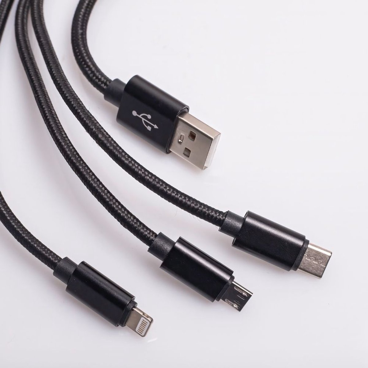 3in1 USB-kabel - USB-C, Lightning, micro-USB 100cm