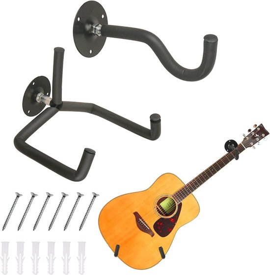 Gitaar muurhanger - met rubber gecoate studiogitaar muurbevestiging, verstelbaar draaibaar | Antislip instrumentenhaak voor elektrische akoestische bas ukelele banjo mandoline display beschermende kop