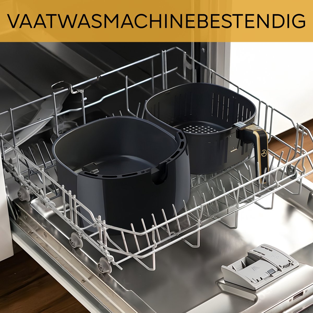 AG Airfryer XXL Premium- Luchtfriteuse - Anti-aanbak - Tot 8 personen- Uitneembare Bak - Vaatwasserbestendig - Met Receptenboek - Extreem Stil- Snelkooktechnologie - Digitaal Display - Tot 200°C - 8 Voorgeprogrammeerde standen. 5.5L Zwart — afbeelding 6